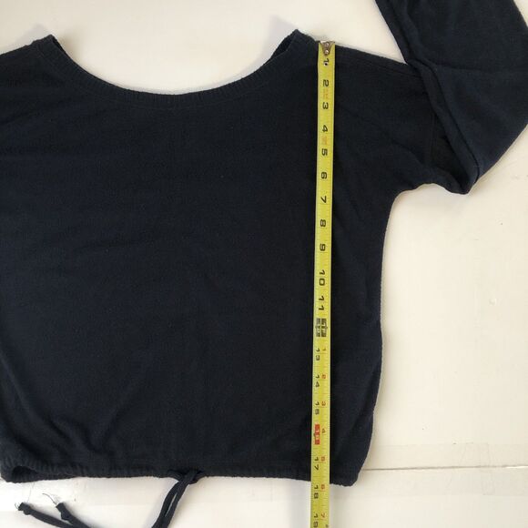 Abercrombie & Fitch Soft A&F Cozy Tie Waist Black Cropped Top Size XS - Picture 8 of 16